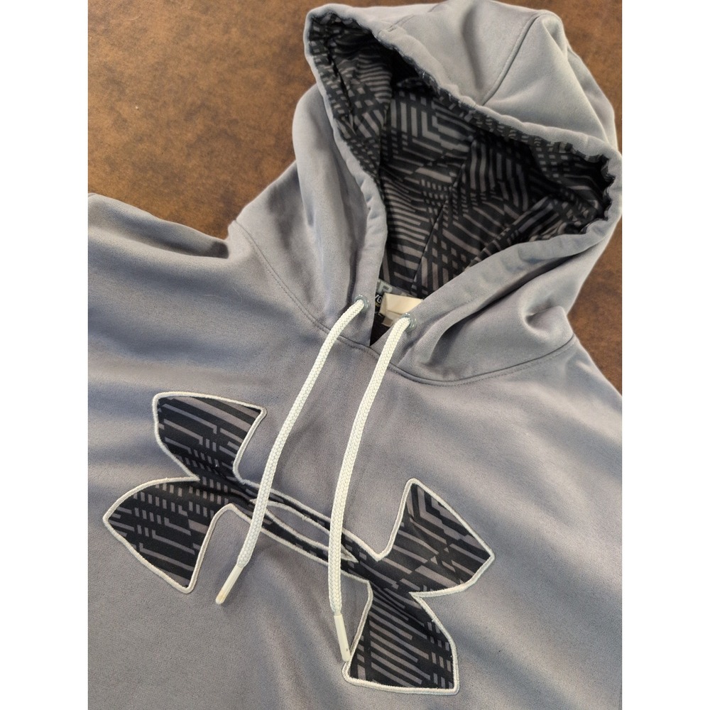 Under Armour Storm Mens Large Grey Pullover Hoodie‎ Water Resistant Logo Graphic